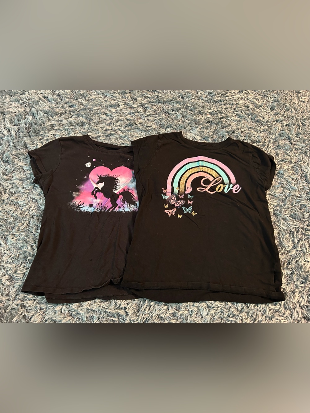 The Children's Place Black Unicorn & Rainbow Love Graphic Tees